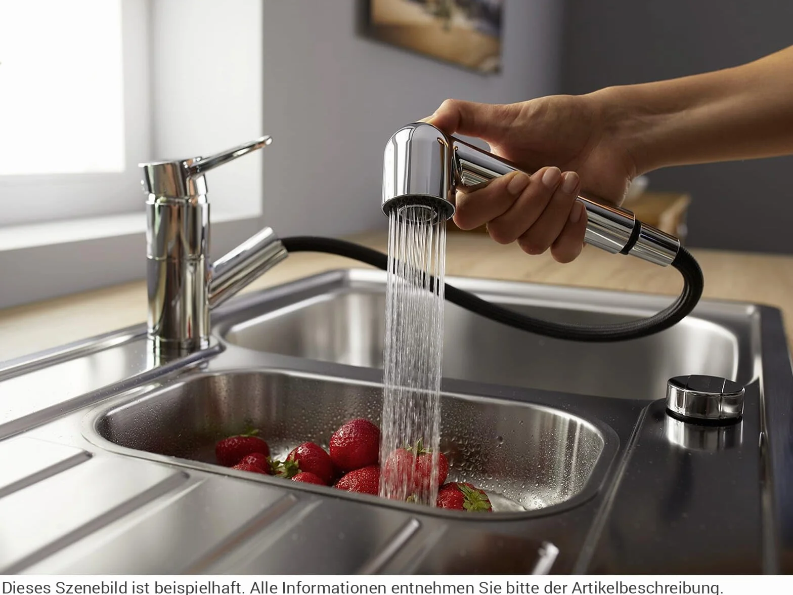 BLANCO WEGA-S II | Küchenarmatur in chrom | Hochdruck | Mit herausziehbarem Schlauch | Rückflussverhinderer | Keramik Kartusche | Gesicherte Wasserqualität & wassersparend | [4,8x25,9x18,5 cm]