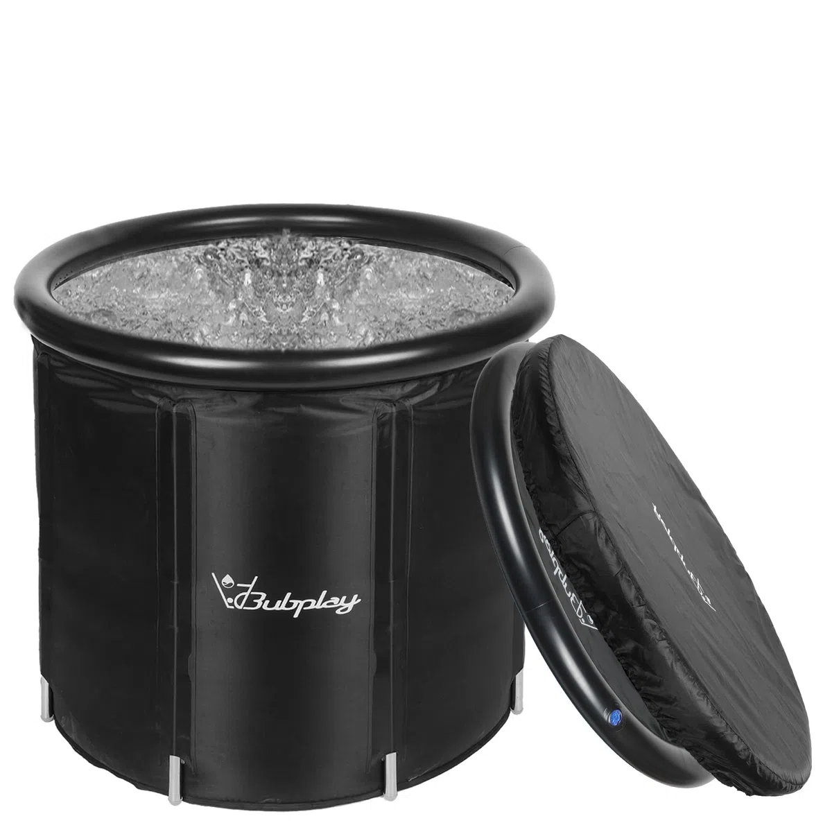 Bubplay XL Eisbadewanne für Sportler & Erwachsene - 105 Gallonen rund schwarz Cold Plunge Tub
