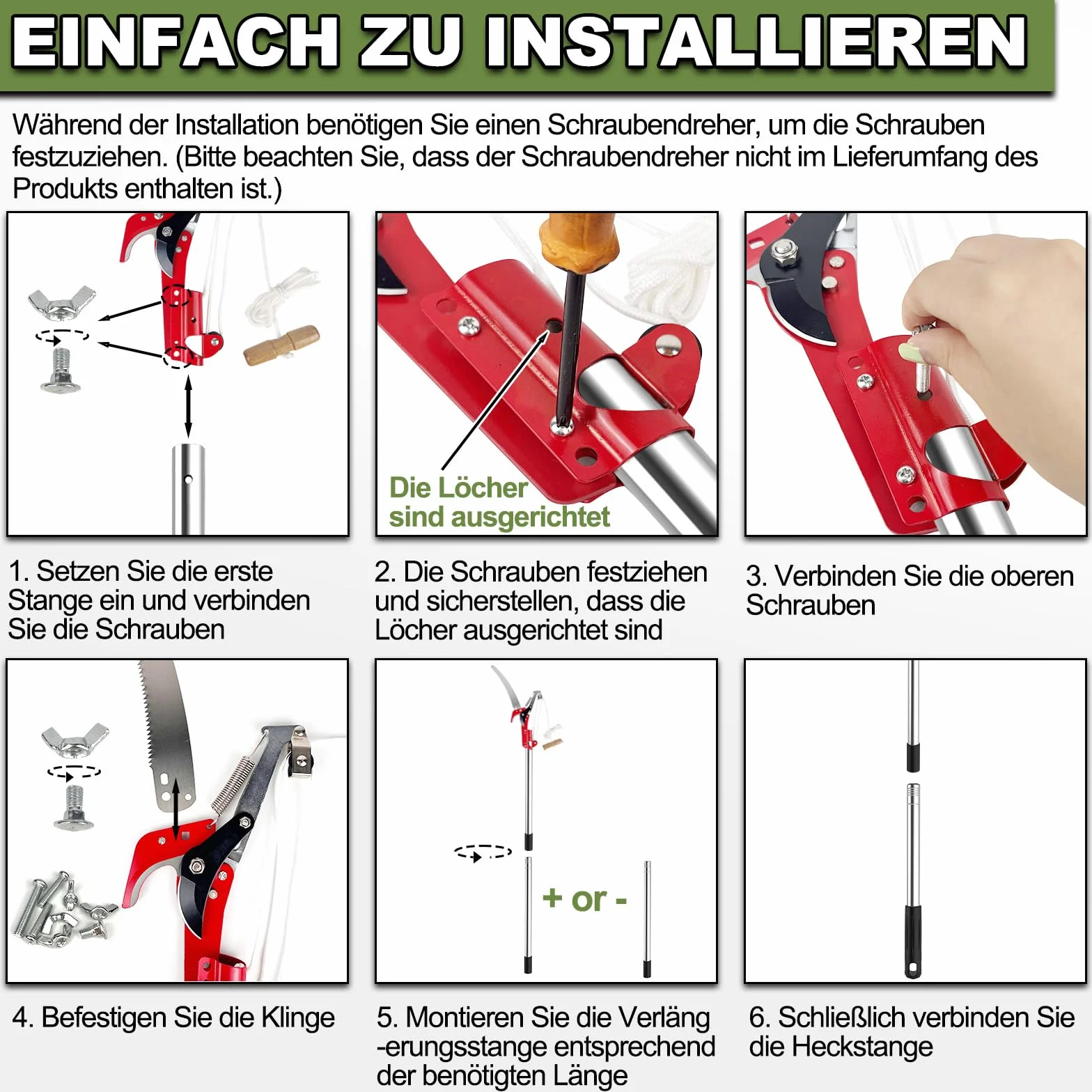 Astschere Teleskop mit Astsäge, 82-402cm Astsäge mit Teleskopstiel, Einstellbare Länge Seilzug Gartensäge Baumsäge, Leichter Edelstahl Teleskopsäge Hochentaster, Manuell Baumschere für hohe Äste