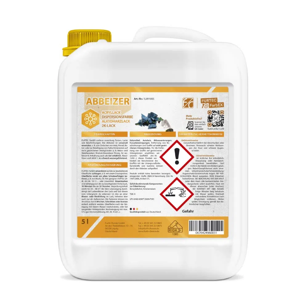 Furth Chemie, Flüssig-Abbeizer, Farb- und Lack-Entferner für Holz, Metall, Beton, 5L
