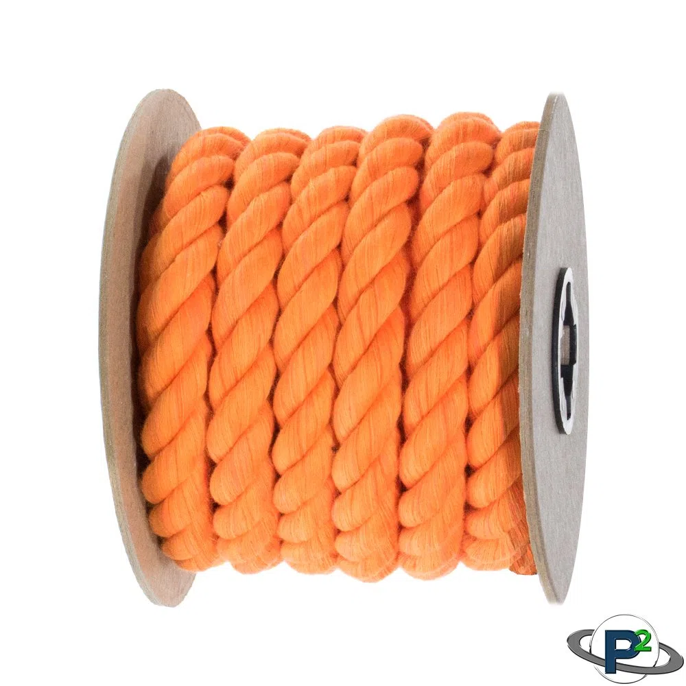 PARACORD PLANET Natürliches gedrehtes Baumwollseil – starkes dreistriges Seil für Haustierspielzeug, Sport, Heimdekoration, Makramee, Basteln, Innen- und Außenbereich (600 Fuß, 1/4 Zoll, Orange)
