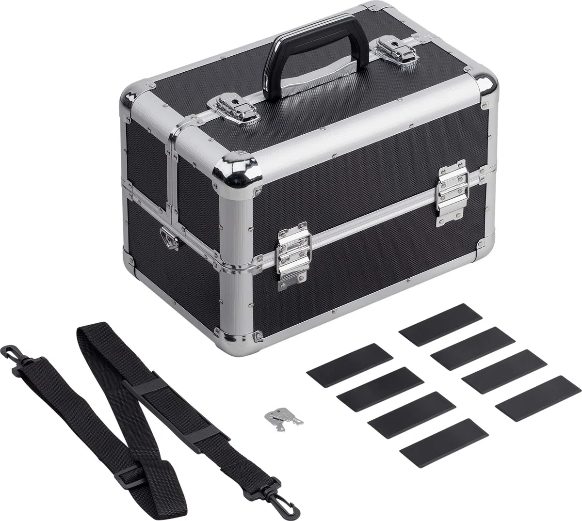 Meister Mehrzweckkoffer 355 x 240 x 225 mm - Viel Stauraum - Einteilbare Kleinteilfächer - Abschließbar - Inklusive 2 Schlüssel und Tragegurt, Kosmetikkoffer, Scherenkoffer, 9095040