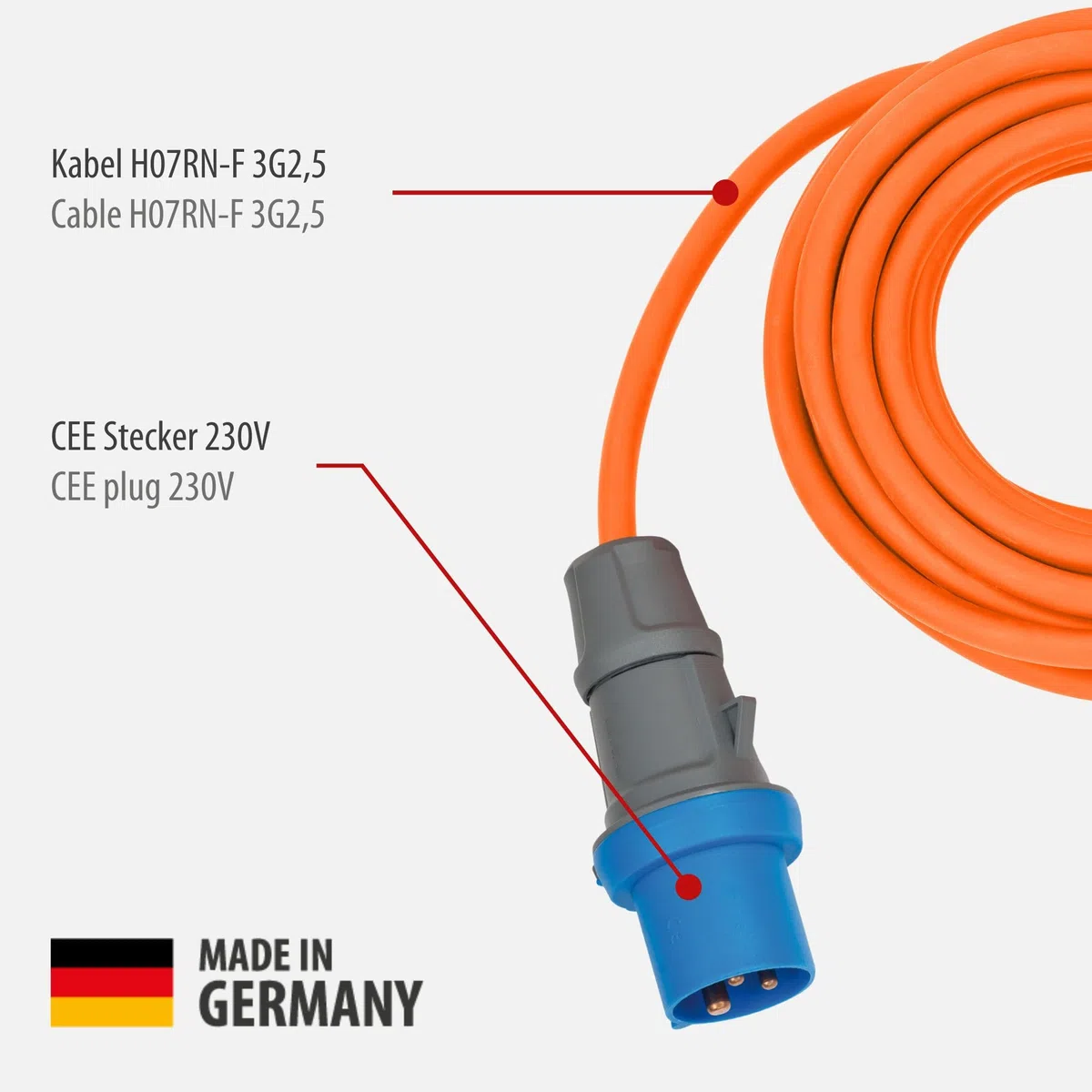 Brennenstuhl CEE 230V Camping-Verlängerungskabel 10m H07RN-F 3G2,5 IP44
