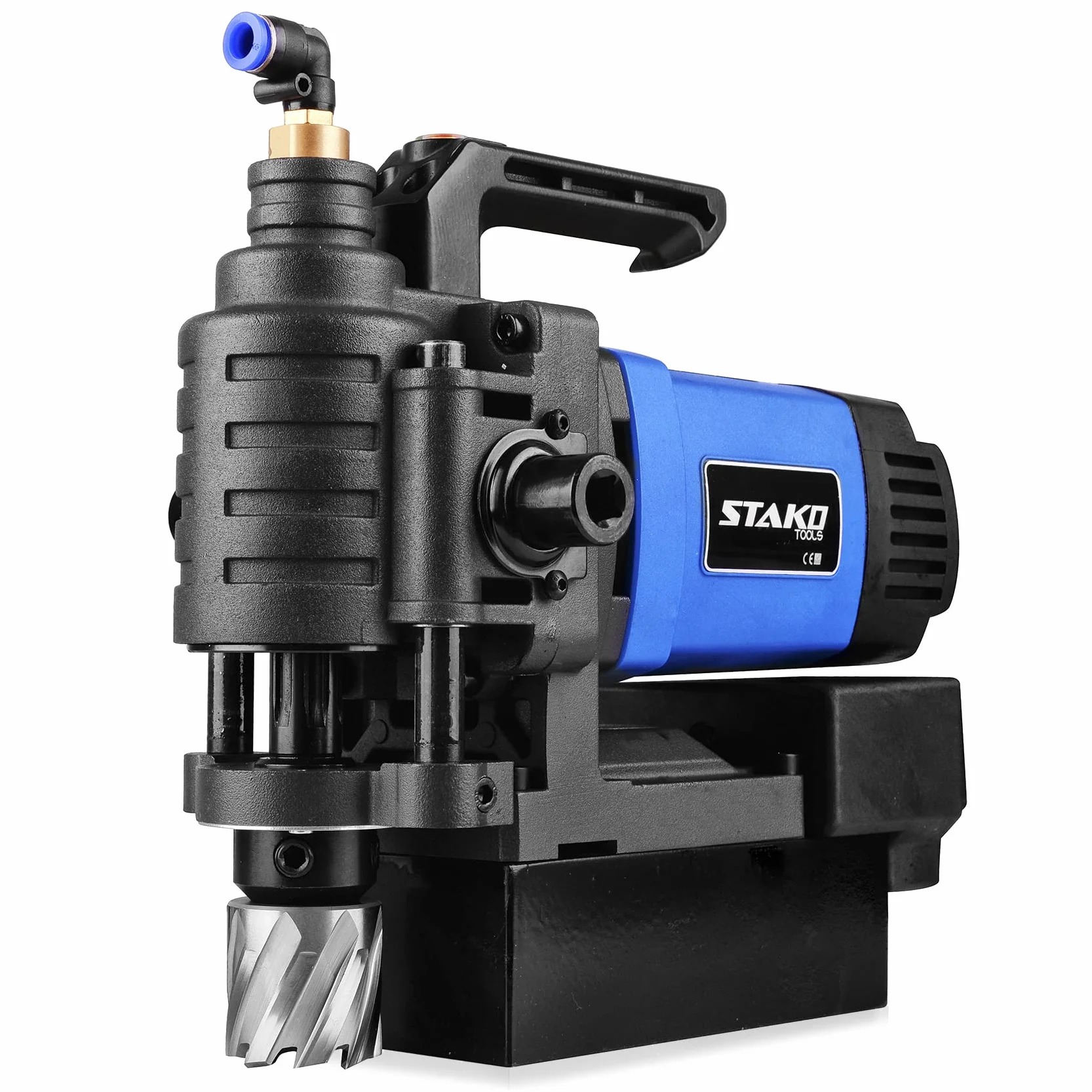 STAKO Magnetbohrmaschine mit Niedrigem Profil 1650 W mit Koffer KCY-38DM – tragbare Kernbohrmaschine für Metallbearbeitung – mit Weldon 19 mm – Leicht 8 kg – Magnetkraft 14500 N – Kernbohrgerät