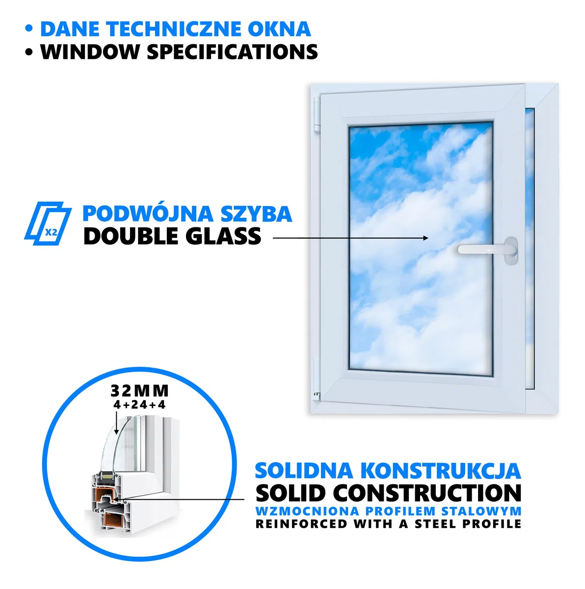 LORAC | Kunststofffenster weiß 600x800mm, 60x80cm, PCV, DIN Links, kippbar & ausstellbar, 2-fach Verglasung, energiesparend – Fenster mit CE-Zertifikat für Keller und Wohnung