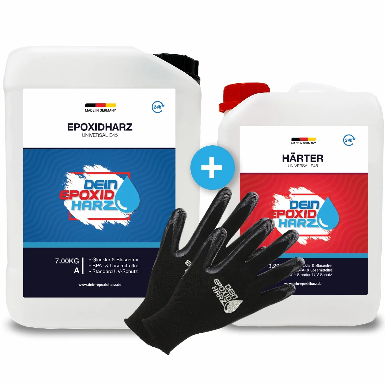 Epoxidharz mit Härter | 10,2kg GfK set | Profi Qualität glasklar & geruchsarm | Gießharz für Holz + Schutzhandschuhe