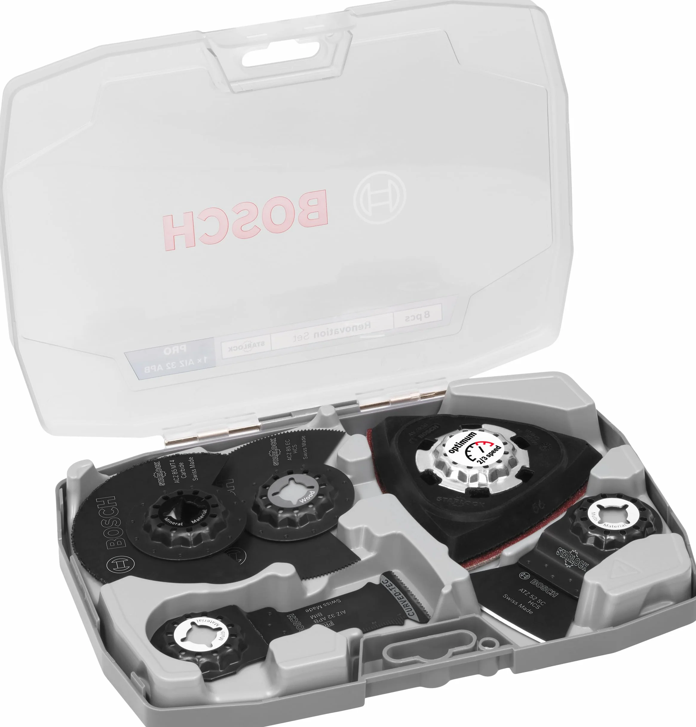Bosch 8x Renovierungs-Sägeblatt-Set, 8-tlg. (für Holz mit Nägeln, Sandwich-Metall, 160 x 222 mm, Professional Zubehör Multifunktionswerkzeug)