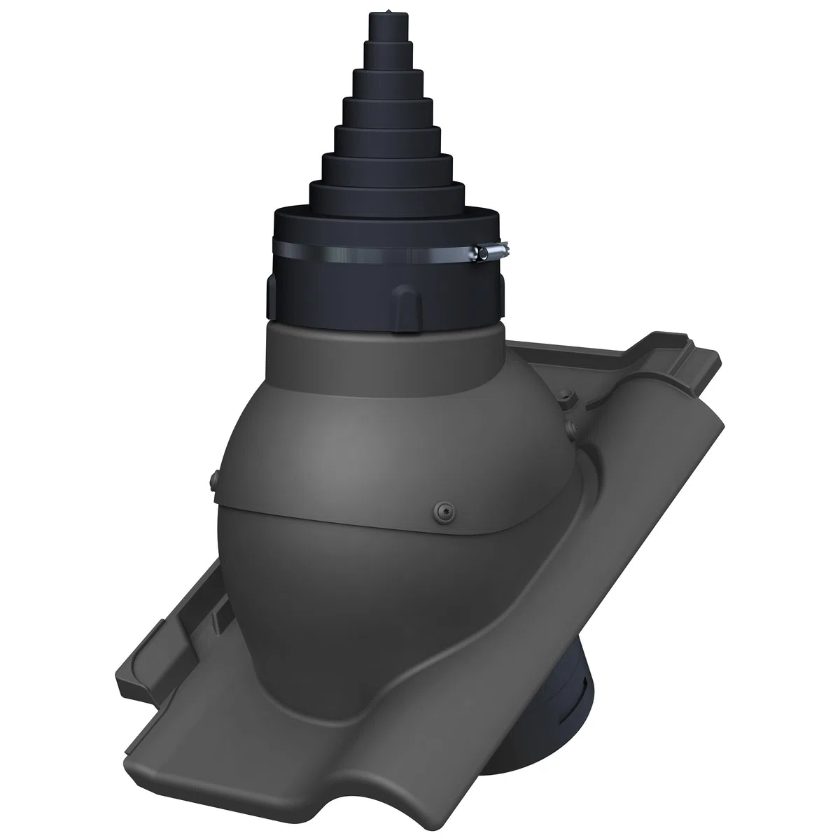 Dachdurchführung für Gerätemasten Ø19–90 mm – Braas - Rubin 13V Dachziegel für TV-Antenne, Satellit, Blitzschutz, Kommunikation, Dachdurchgang mit EPDM-Dichtung (RAL 7016 - Anthrazit)