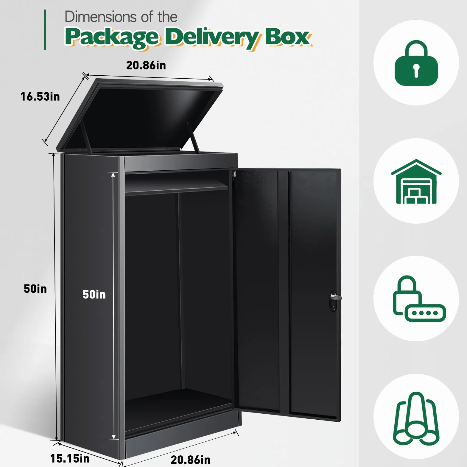 Briefkasten Paketbox mit Zahlenschloss, extra große Paketboxen für den Außenbereich, für Pakete, Päckchen, für Briefe mit Paketsafe (53 * 42 * 120CM)