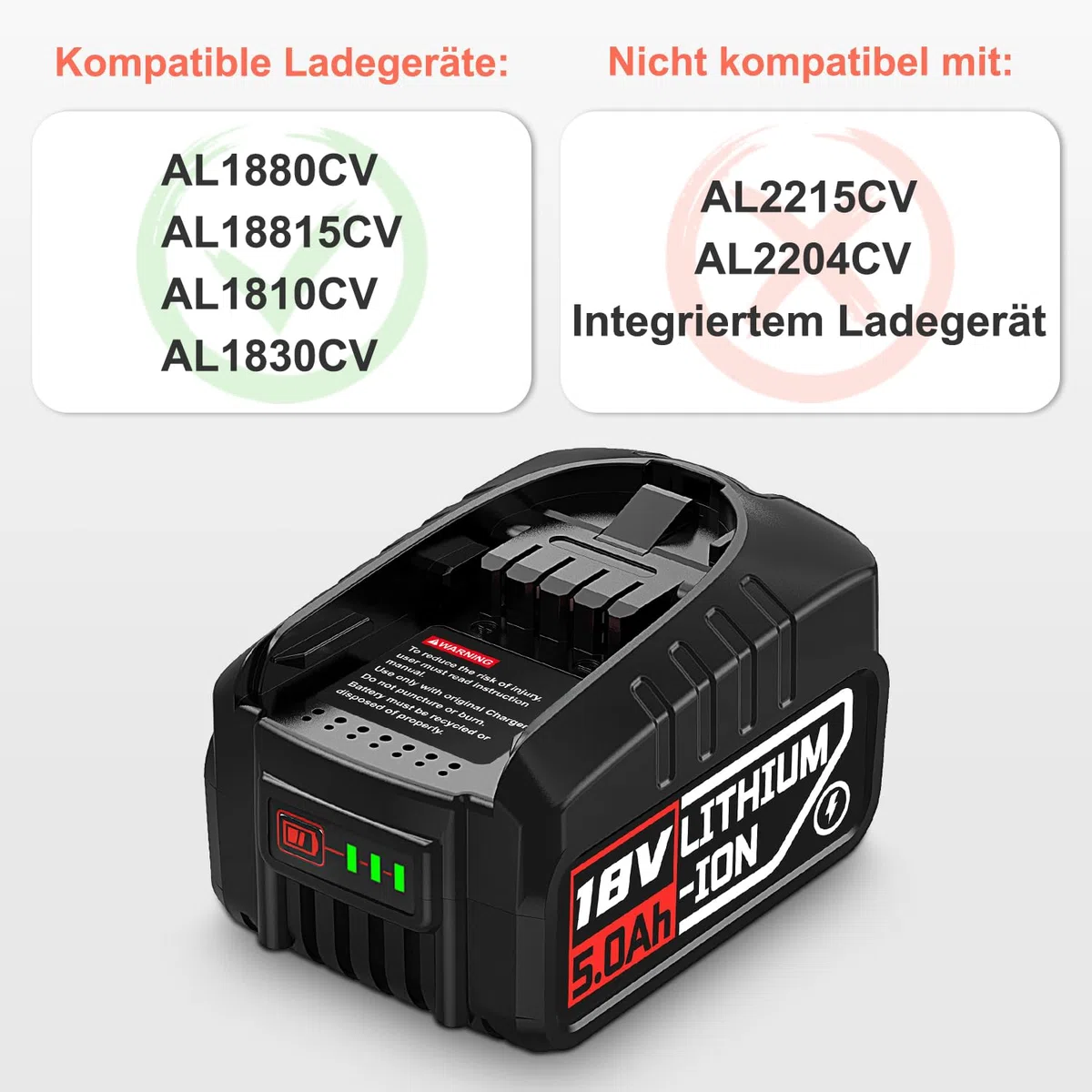 2X 18V Akku 5.0Ah Kompatibel für Bosch Haus und Garten,5000mAh Akku für Gloria akku Kompatibel mit Bosch 18V PBA PSB PSR