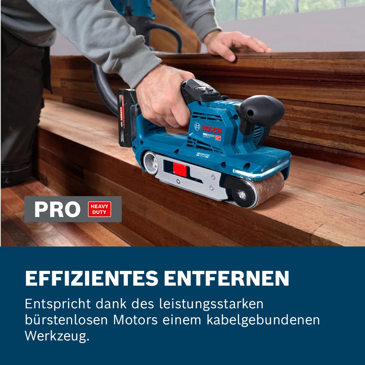 Bosch PRO 18V System Akku-Bandschleifer GBS18V-75 (inkl. 80er Gitterschleifband, Staubbeutel)