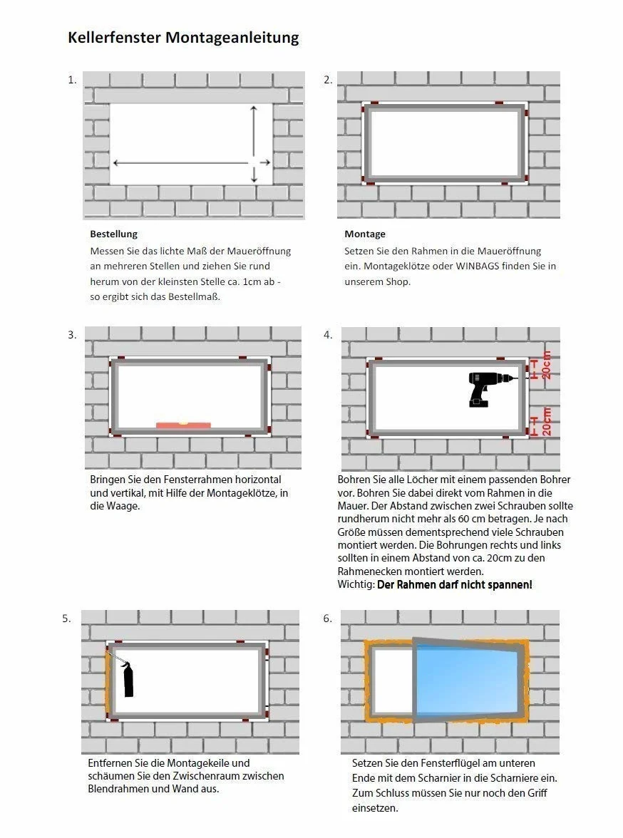 Kellerfenster - Kunststoff - Fenster - weiß - BxH: 70 x 60 cm - 700 x 600 mm - DIN Rechts - 3 fach Verglasung - 60 mm Profil