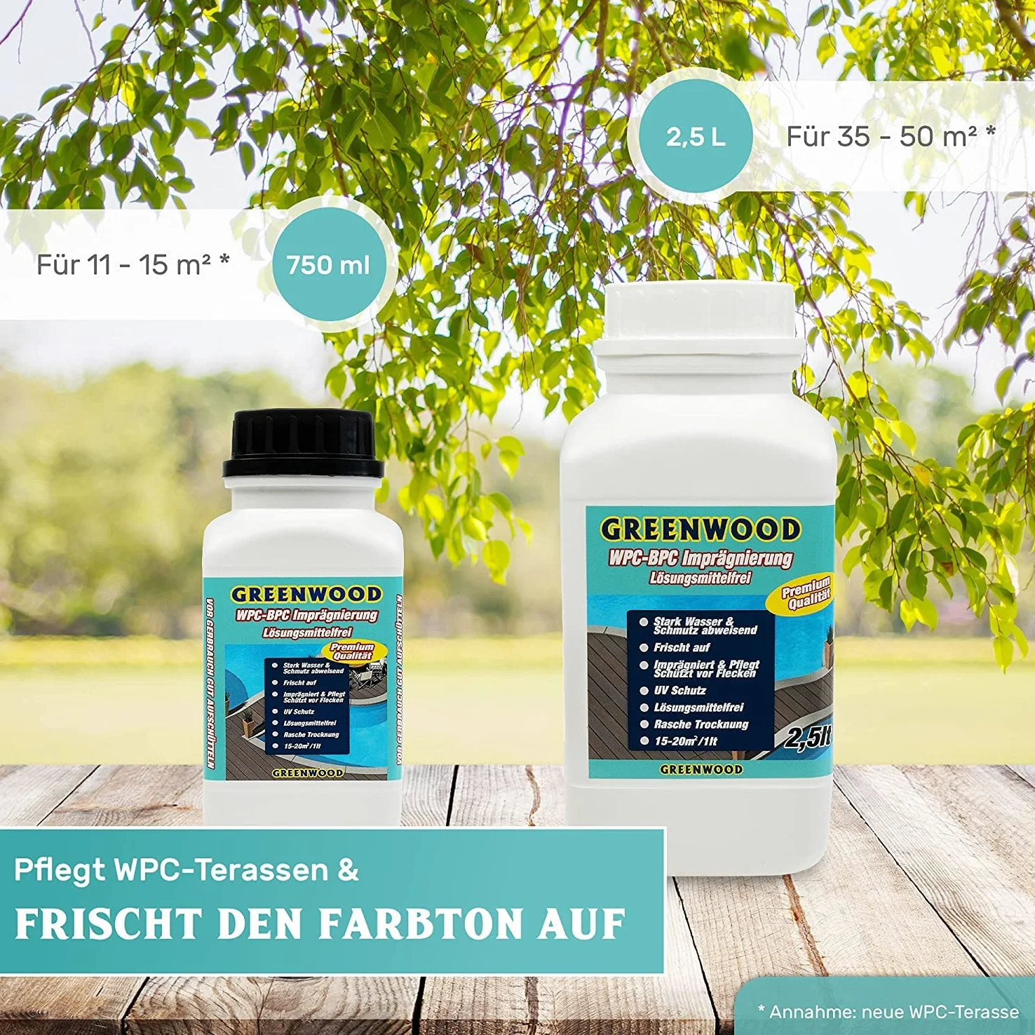 Greenwood WPC & BPC Imprägnierung Anthrazit -Grau - Imprägniermittel mit Farbe - Terrassen Pflegemittel mit UV-Schutz - ECO Lösungsmittelfrei - 2,5 Liter