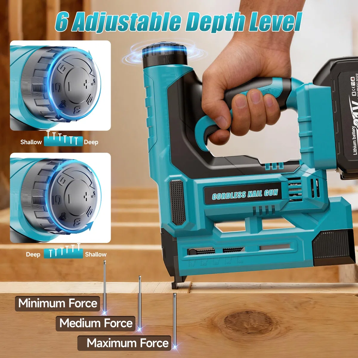 Akku Tacker Kompatibel mit Makita 18V, 18GA 2-in-1 Akku Nagelpistole mit 1x 4.0Ah Akkus, 1000 Nägel & 1000 Klammern, Einstellbare Tiefe, Profi Elektrotacker für Holz & DIY