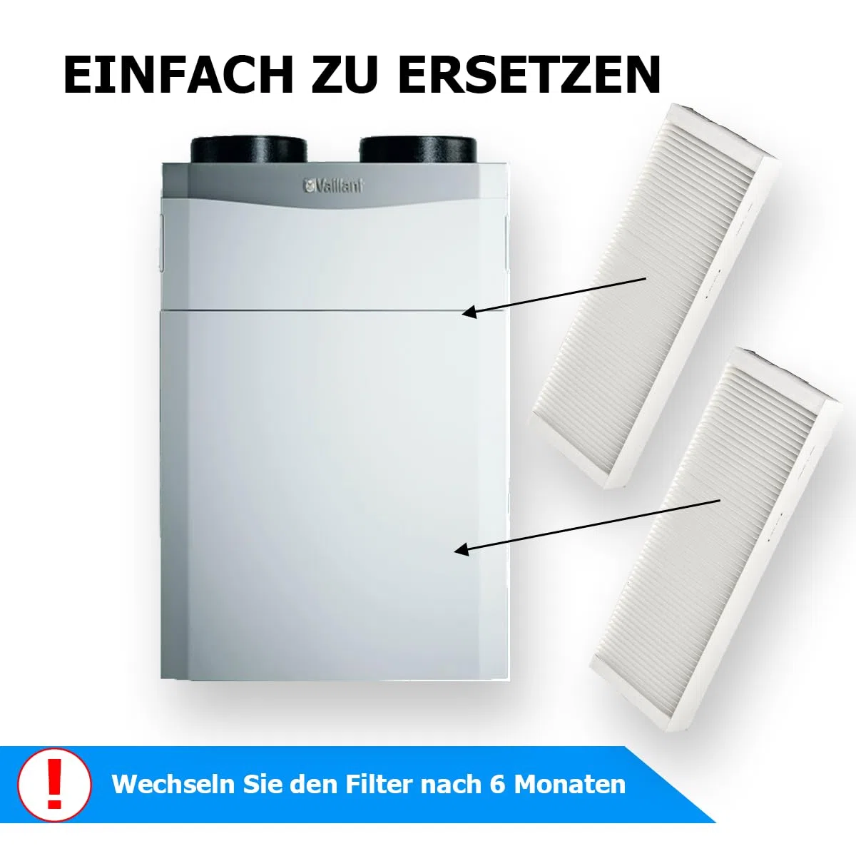 Tops Filter Für Vaillant RecoVAIR VAR 260/4 (E) / 360/4 (E) | 12x Vaillant Filter F7 G4 | RecoVAIR 260/4 Filter | Filter Lüftungsanlage Vaillant | 6x 165x492x47 mm + 6x 161x492x47 mm