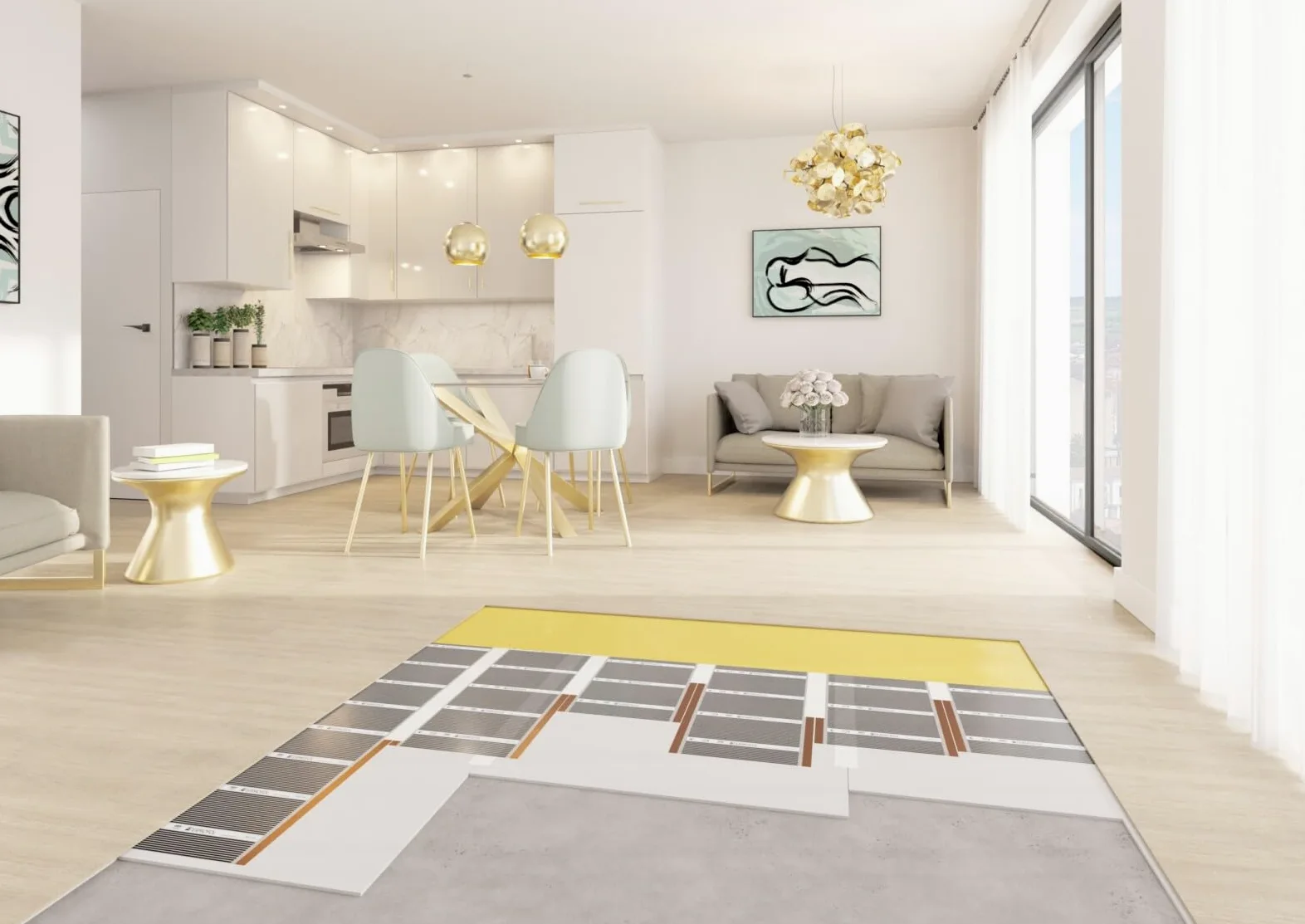 Termofol Elektrische Fußbodenheizung Heizfolie 230V mit Thermostat H6 Schwarz - Leistung 220 W/m2 - Oberfläche 3m² - Fussbodenheizung Elektrisch Komplettset fur Fußboden Wand oder Deckenheizung
