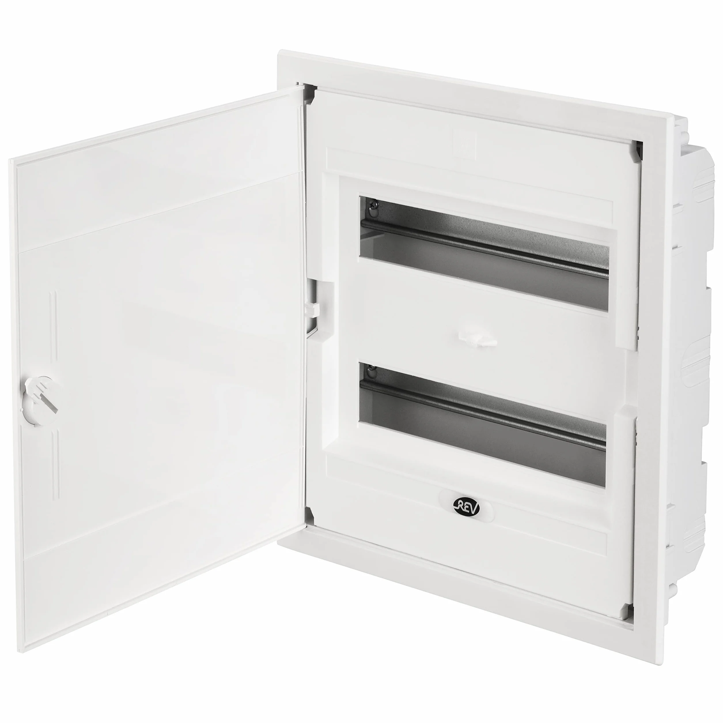 REV Verteilerkasten - Sicherungskasten Unterputz, Schaltschrank 2-reihig 24TE, 400V, 379x341x105mm, weiß