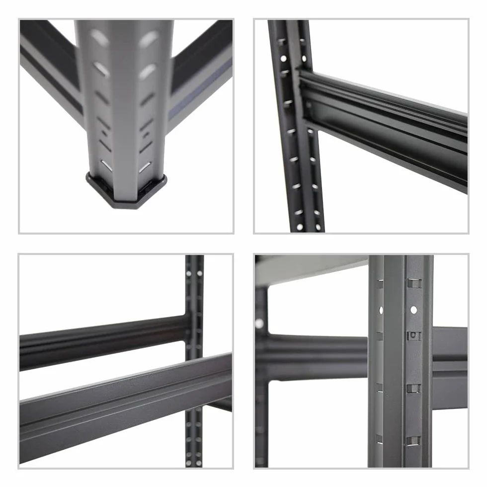 PROREGAL Reifenregal Dino | HxBxT 180x120x50 cm | Fachlast 150kg | bis zu 12 Reifen | Schwarz | Reifenständer Garagenregal Kellerregal Werkstattregal