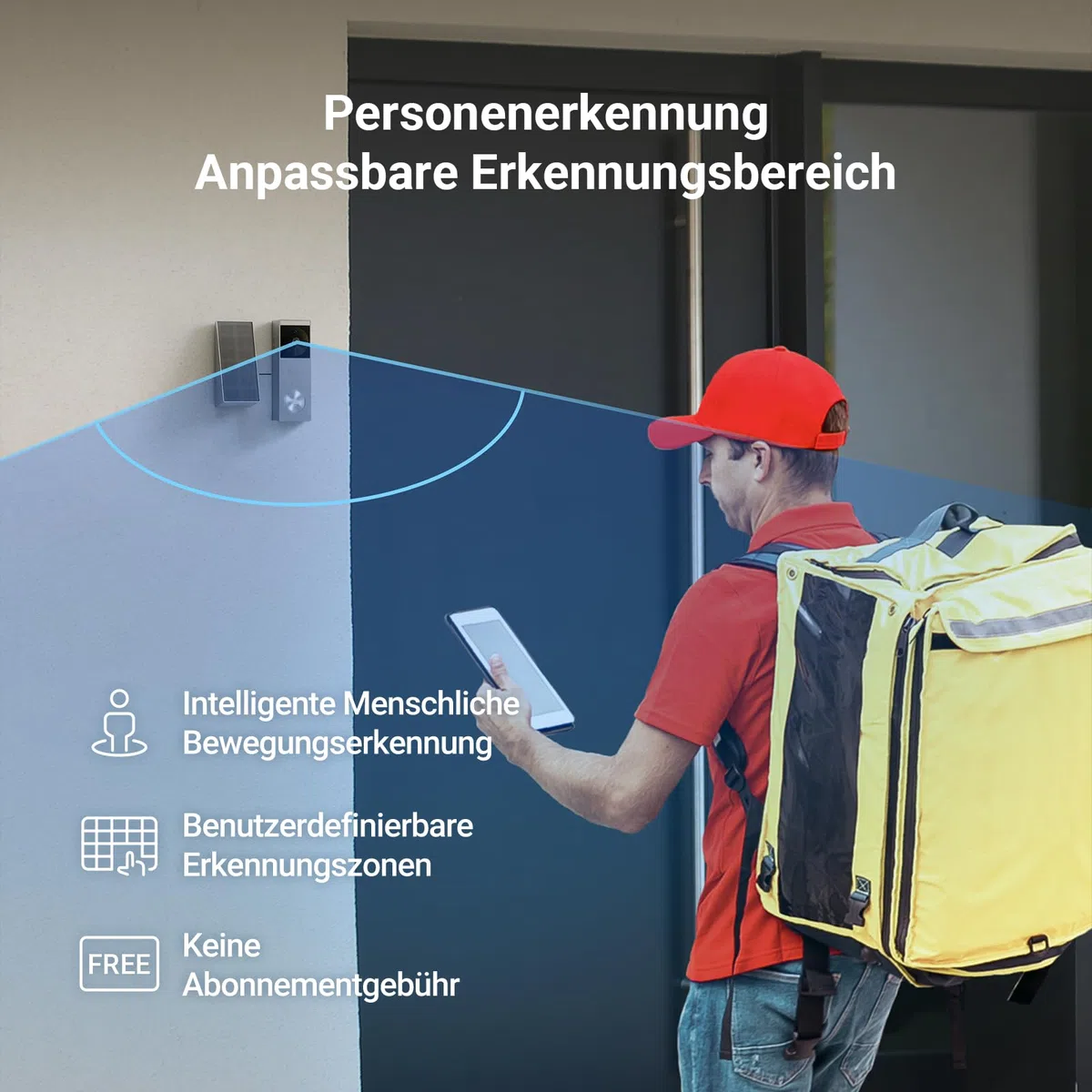 EZVIZ CP3 Pro Akku Video-Türklingel mit Chime CH1, Kabellose Klingel mit Kamera, Personenerkennung, 2K & Farb-Nachtsicht, Zwei-Wege-Audio, 8GB eMMC-Speicher, Video Doorbell mit Solarpanel + Chime Kit