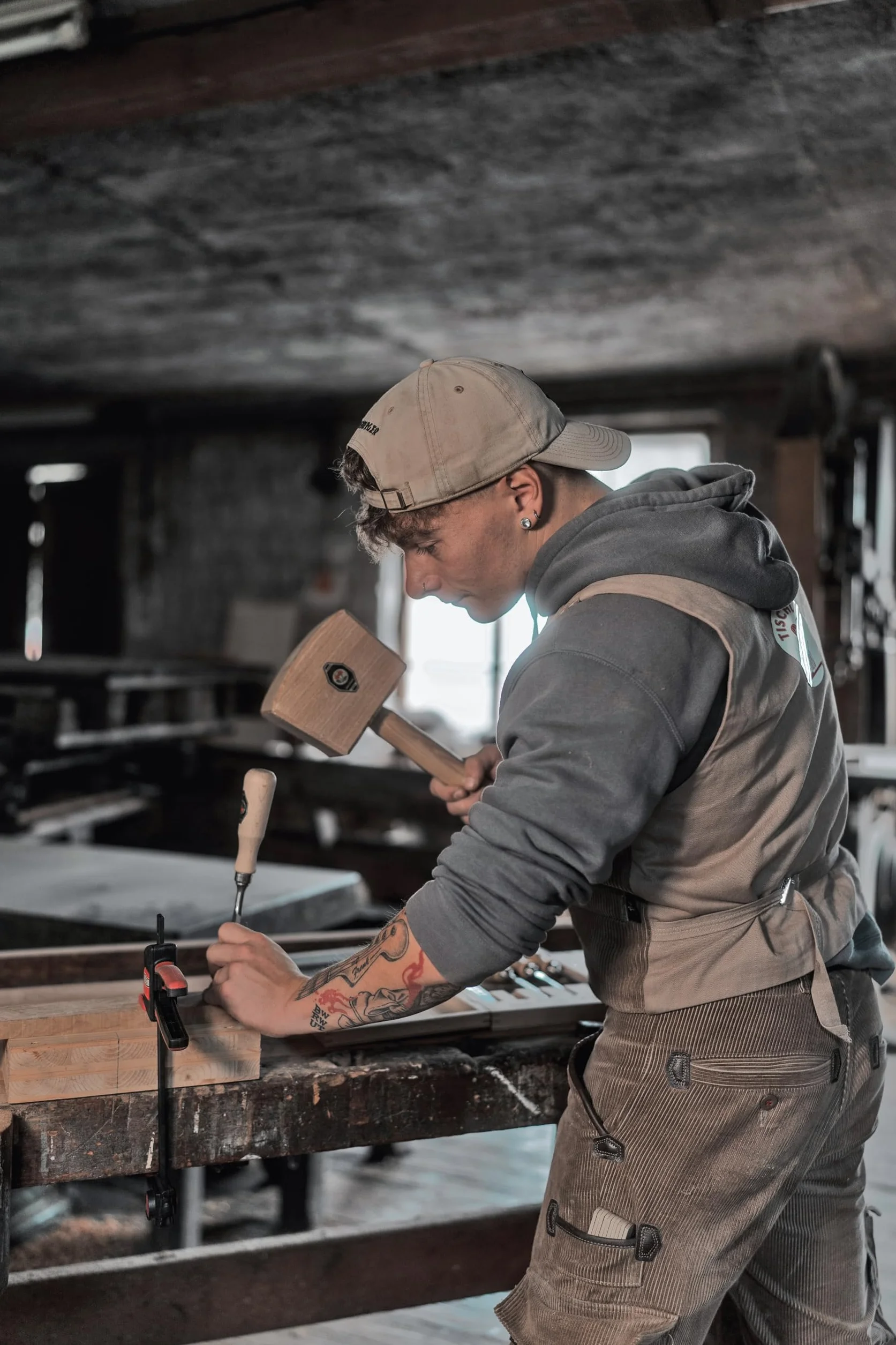 KIRSCHEN Werkzeuge 6160140 Schreinerhammer, Holzhammer, Schreinerklüpfel mit Weißbuchenkopf & Eschenstiel 140mm