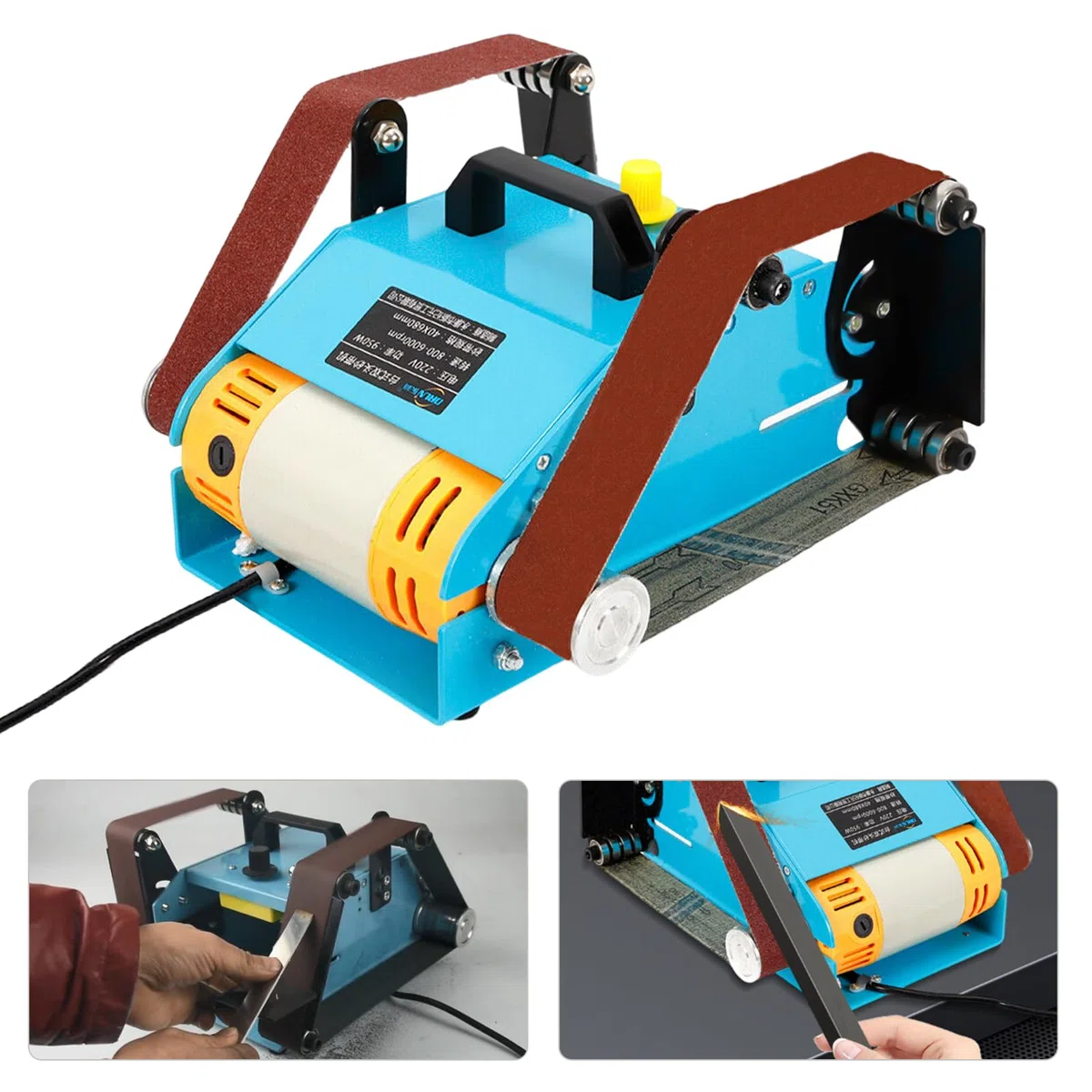 Messermacher Bandschleifer Polierer Bandschleifmaschine Schleifband Schleifer Doppelschleifer Doppel Axis Belt Sander Schleifmaschine für das Schleifen von Holz Metall Kunststoff usw Materialien