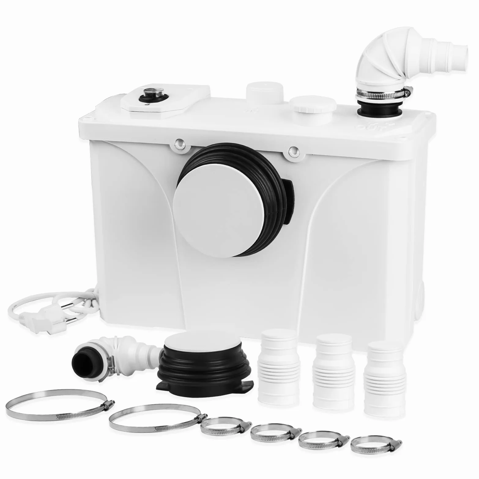 Fiqops Hebeanlage Waschmaschine, 700W 190 L/min Schmutzwasserpumpen, Fäkalienpumpe mit 4 Einlässe, Haushaltspumpe für Dusche Badewannen Waschbecken Waschmaschine Spülmaschinen