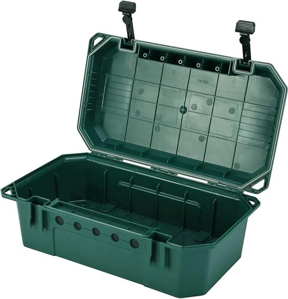 Electraline 300180 wasserdichte Schutzbox für Elektroanschlüsse im Freien wetterfest IP54 mit 5 Kabelausgängen (von 7,5 mm bis 12,4 mm), Abmessung 390x228x138 mm, Grun, Leer X-Large