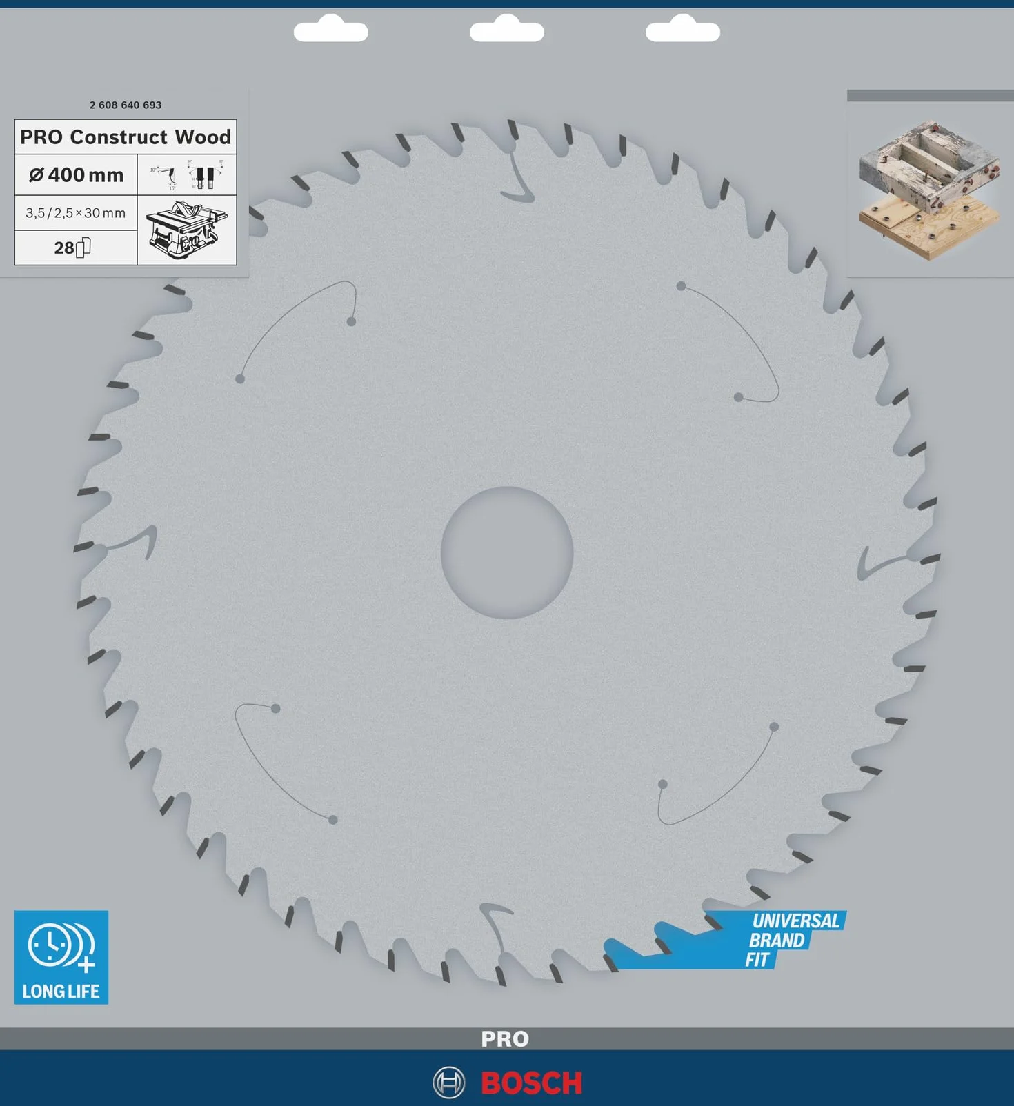 Bosch Accessories Bosch Professional 1x Kreissägeblatt Construct Wood (für Holz, Sägeblatt Ø 400 x 30 x 3,5 mm, 28 Zähne, Zubehör Kreissäge)