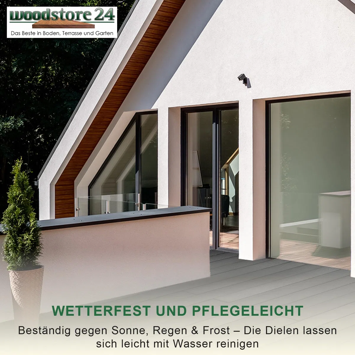 Terrassendielen WPC Diele Komplettset Woodo Rhodos 20 x 120 mm 2,4 m Grau 10 m²