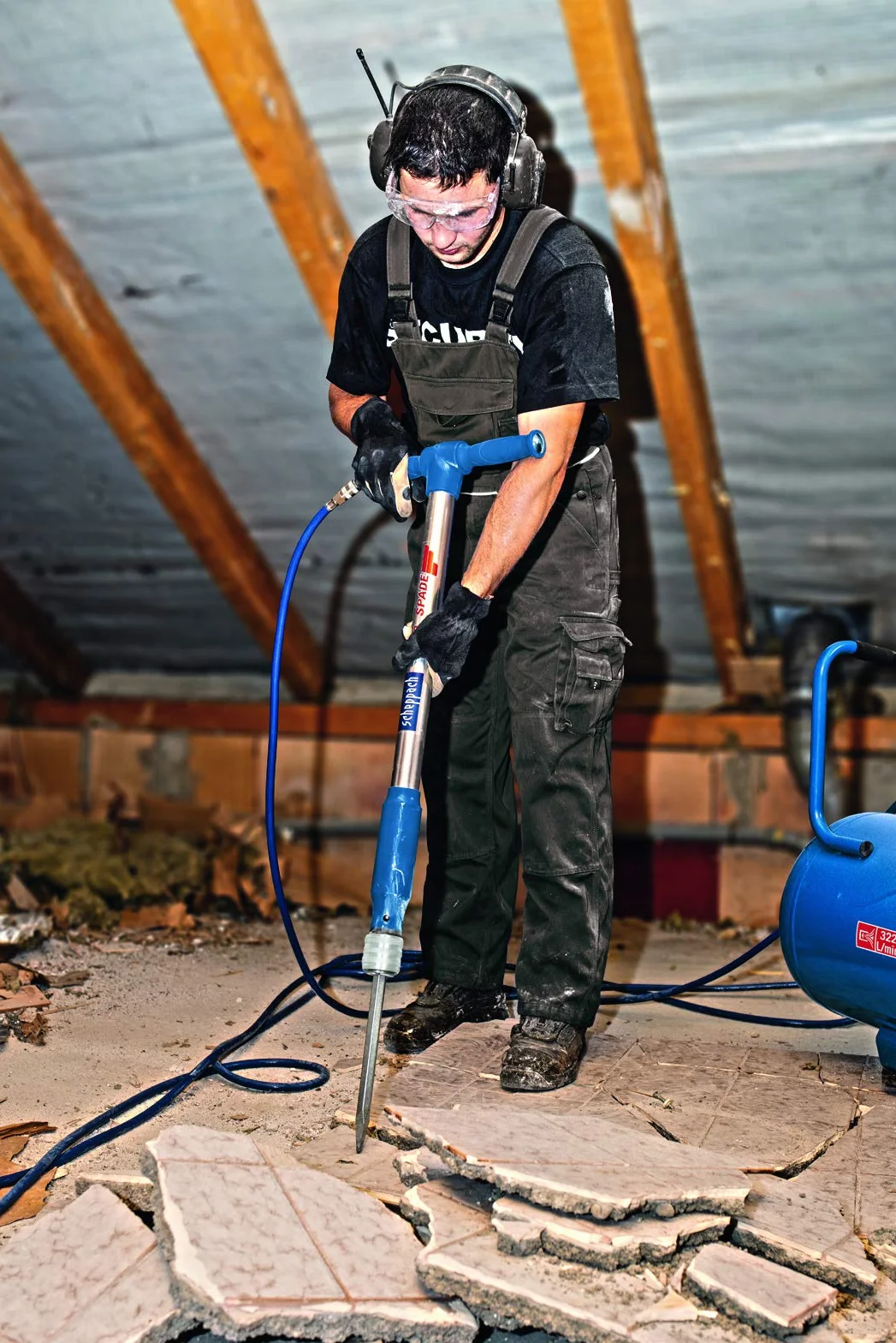 Scheppach Druckluftspaten Aero²Spade für den Kompressor | Drucklufthammer 27 Joule, 6,3 bar, Kombi-Gerät mit Schnellwechselsystem, Druckluftmeissel mit 5 Werkzeugaufsätzen | Druckluftuniversalwerkzeug