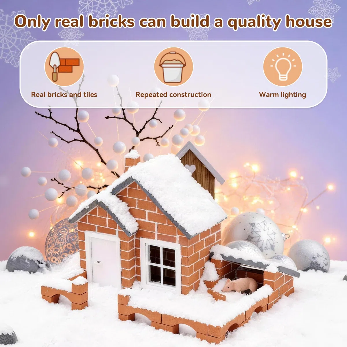 120 Stück Rote Mini Ziegelsteine, Miniatur Ziegelsteine mit 8 Löchern, Ton Modell Ziegel Steine Zum Mauern, für DIY Bauen Puppenhaus Garten Ornament Haus Spielzeug Deko（ 2 X 1 X 0.5cm）