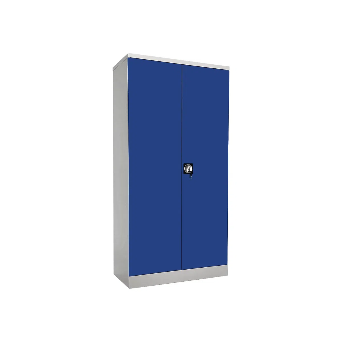eurokraft | Stahlschrank Nilas | mit 4 Fachböden | HxBxT 1950 x 915 x 421 mm | lichtGrau/Enzianblau