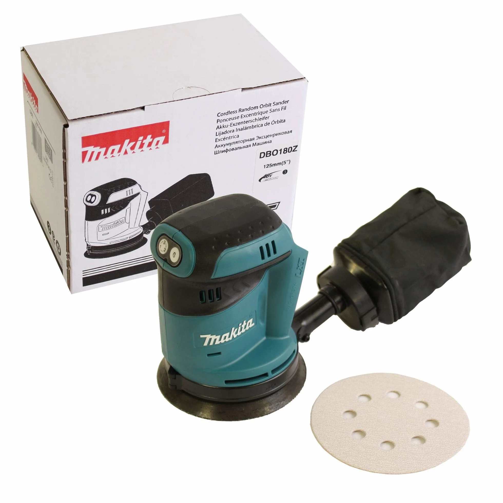 Makita DBO180Z Akku-Exzenterschleifer 18V, 125mm(ohne Akku, ohne Ladegerät)