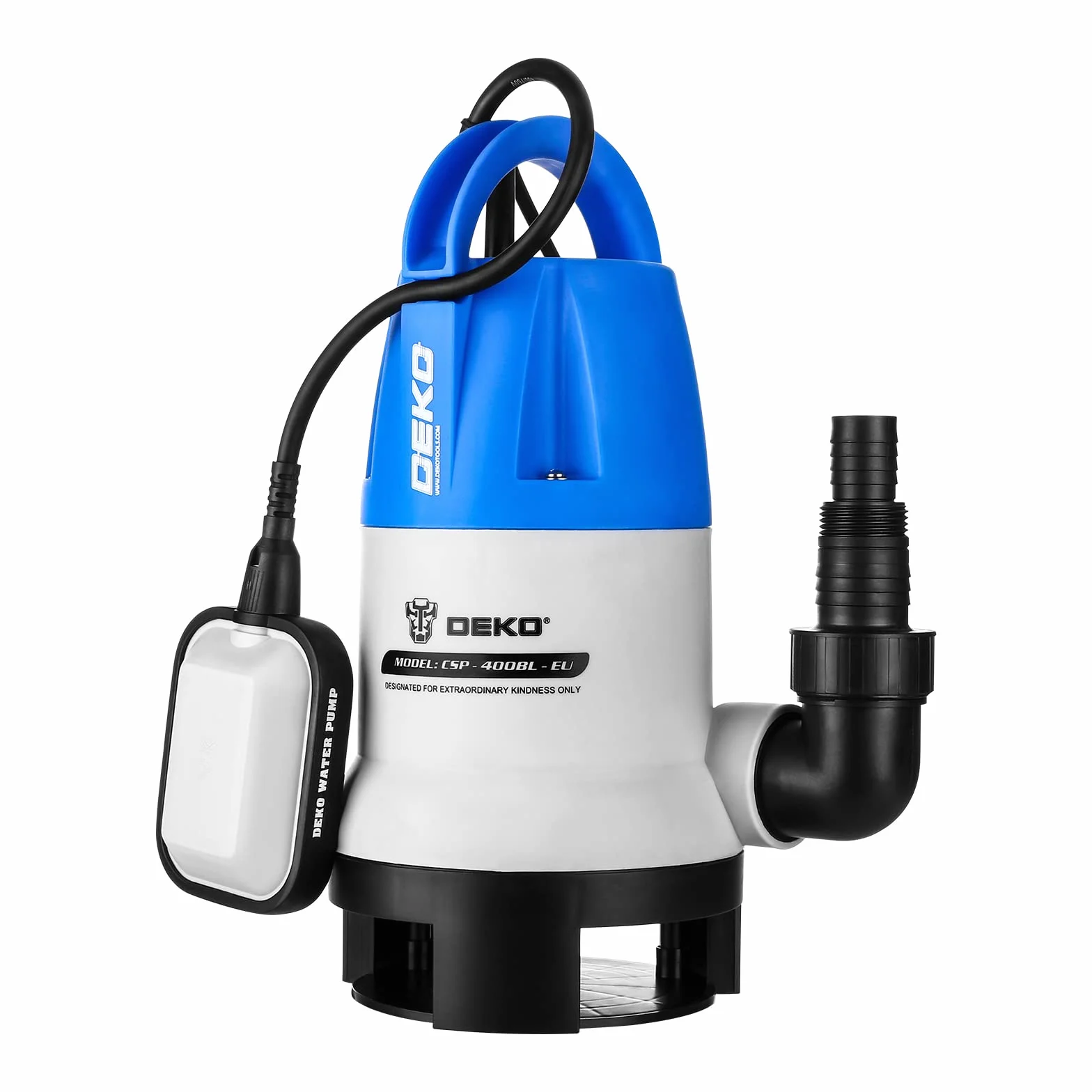 DEKO 400W Tauchpumpen flachsaugend mit Schwimmerschalter Fördermenge 8000 l/h Eintauchtiefe Max. 7 m Partikel Ø 35mm - Tauchpumpe Schmutzwasserpumpe Wasserpumpe Pumpe Abwasserpumpe für Garten Haus