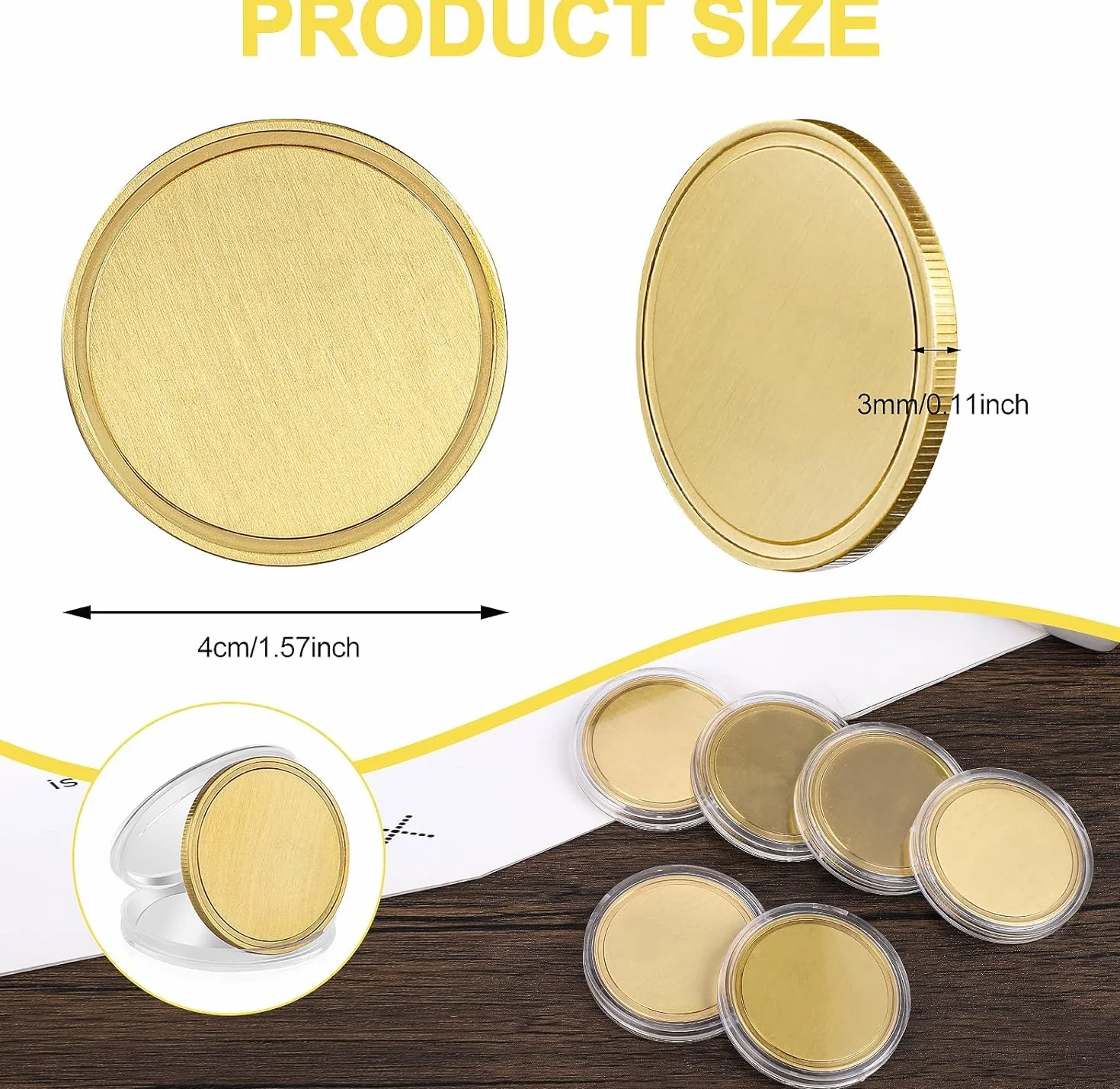 20 Stück Messing Rohling Münze, 40MM DIY Brass Coin, TOOSOAR Material für Faserlaser-Gravurmaschine