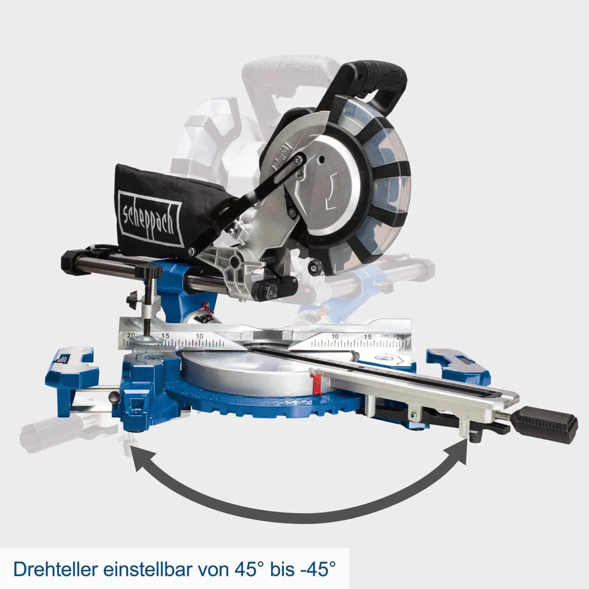 Scheppach Kappzugsäge HM254SPX inkl. 2.Sägeblatt - Ø254mm | 2200W Leistung | Schnittbreite/höhe 340x90mm | Laser & Staubbeutel | Aluauflagen, Drehtisch mit Schnellarretierung | Kappsäge Gehrungssäge