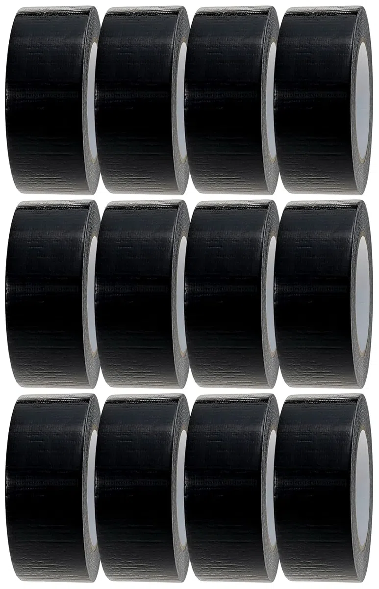 Crimson Starfish Schwarzes Klebeband | 12 Rollen à 48 mm x 45 m Gaffer-Tape | Wasserfestes | Mehrzweck-Klebeband für drinnen und draußen | Starkes