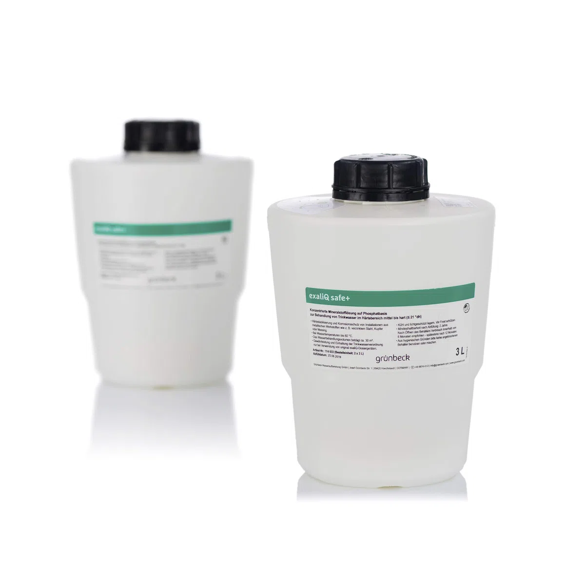 GRÜNBECK - Mineralstofflösung exaliQ safe+ | Korrosionsschutz ideal für Wässer im Bereich mittel bis hart (bis 21 °dH), Temperaturen bis 60 °C, Reichweite 30 m³ | Inhalt: 2 x 3 Liter