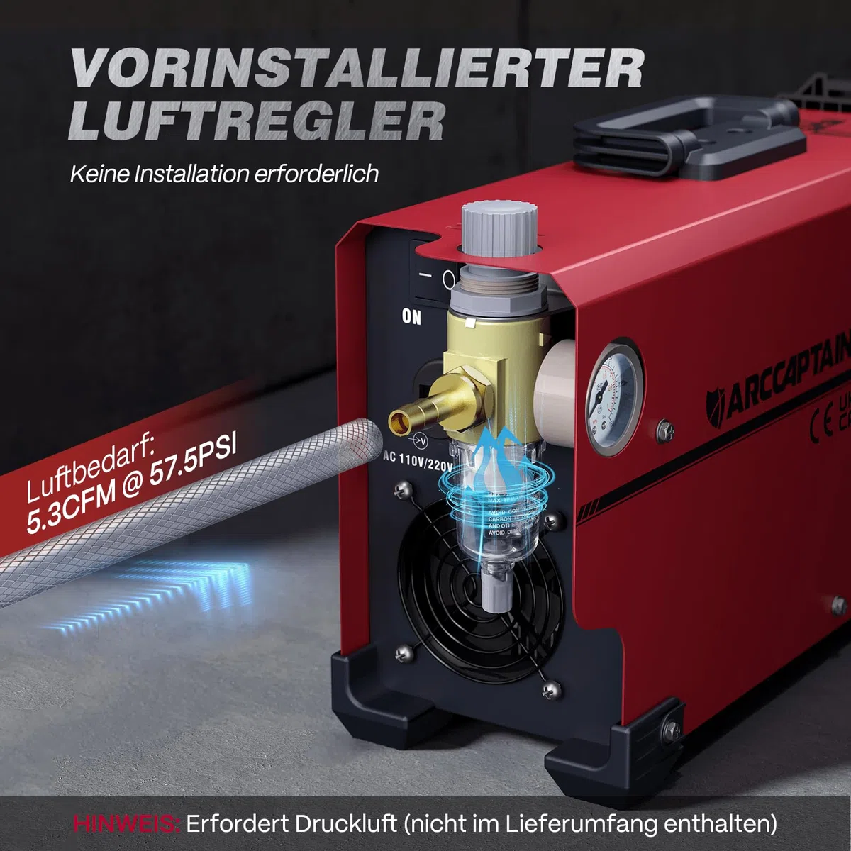 ARCCAPTAIN Plasmaschneider: [Große LED-Anzeige] 50 Ampere Plasmaschneider mit IGBT Max. Schneiden 20 mm mit Postflow und 2T/4T