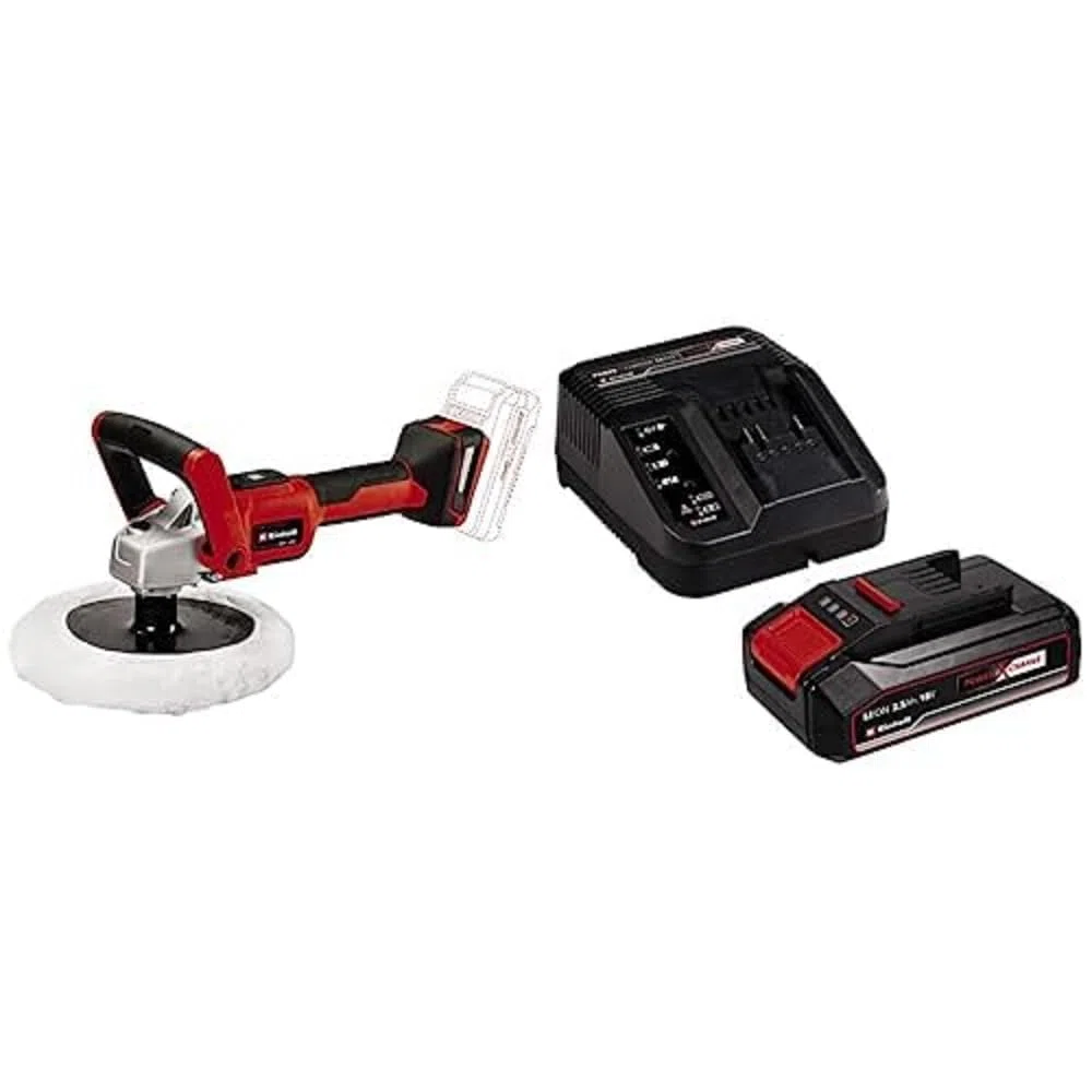 Einhell Akku-Polier-/Schleifmaschine CE-CP 18/180 Li E Power X-Change (Li-Ion, 18 V, Ø180 mm Polierteller, bürstenloser Motor, elektrische Drehzahlregulierung, inkl. 2,5 Ah Akku und Ladegerät)