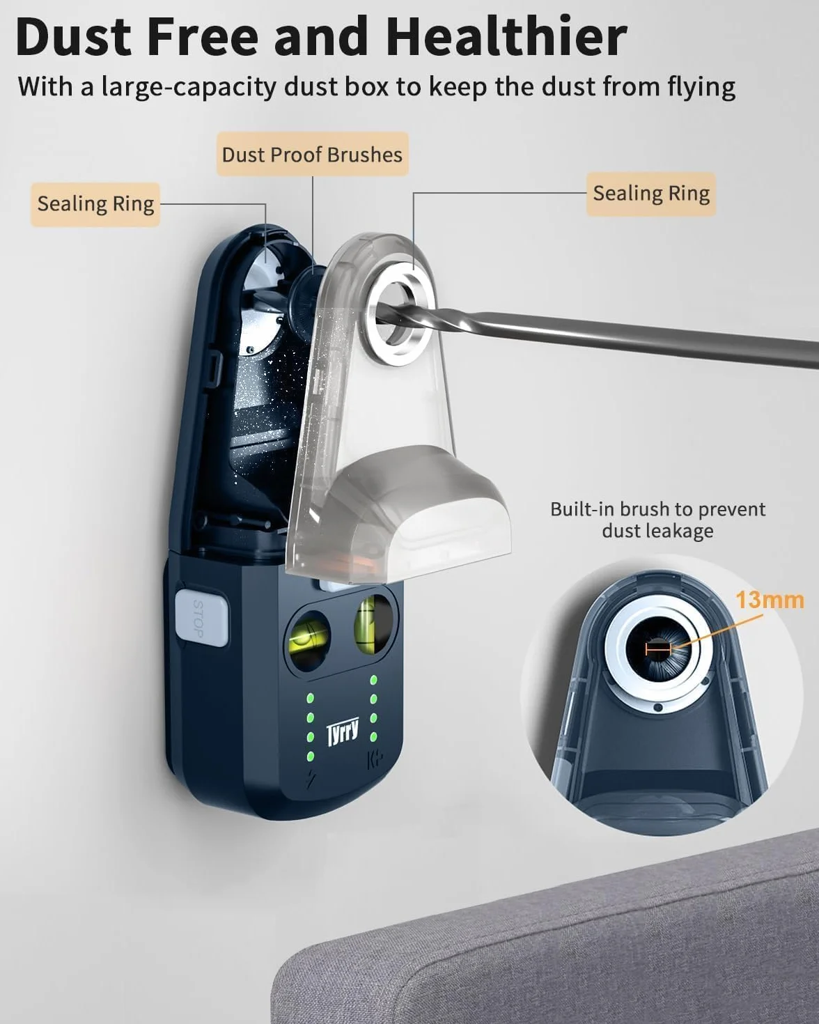 4-in-1 Laser Wasserwaage mit Kreuzwasserwaage, Bohrstaubfänger, Wandhalterung, Elektronischem Vakuum-Saugnapf, Nivellierwerkzeug Perfekt zum Aufhängen von Bildern, Malen und Heimrenovierungen