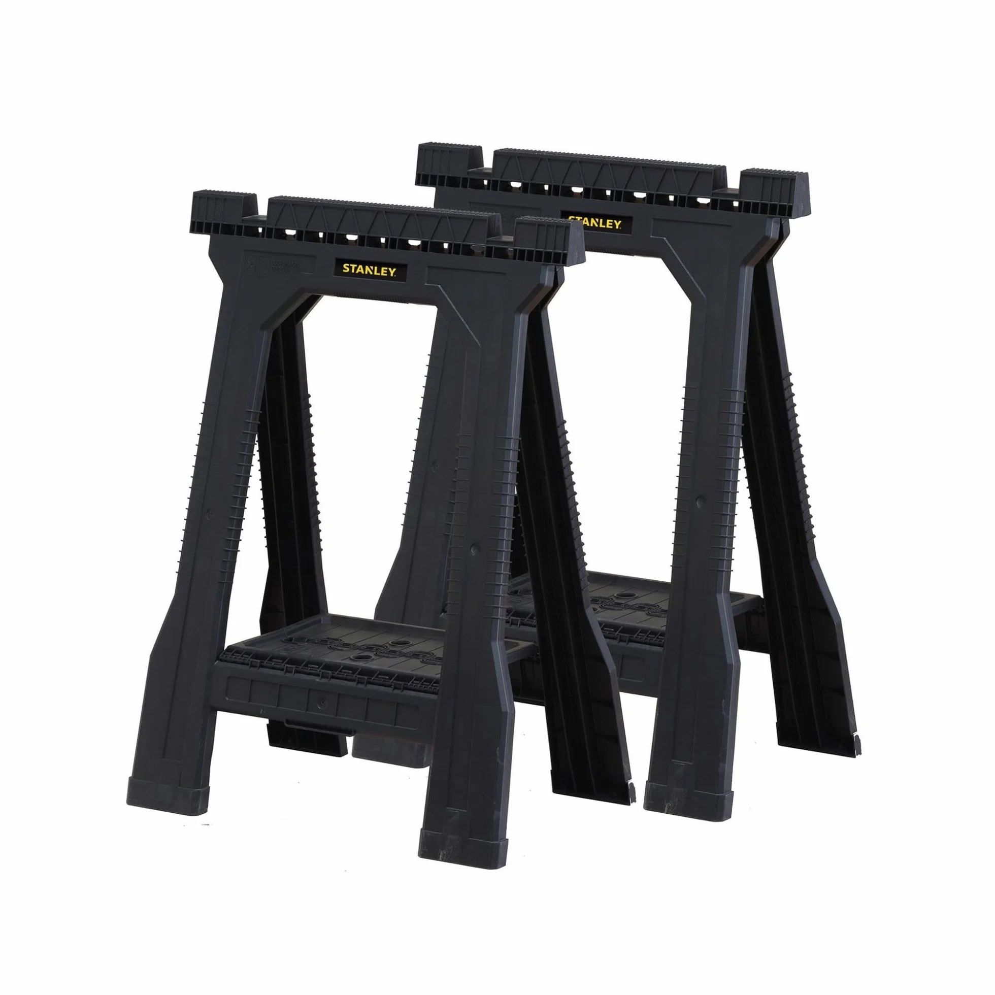STANLEY Arbeitsbock höhenverstellbar Unterstellbock Paar "Junior" (57x12x81cm, paarweise geliefert, fester Stand durch Gummifüße, flach zusammenklappbar, bis zu 340kg Belastbarkeit) STST1-70355