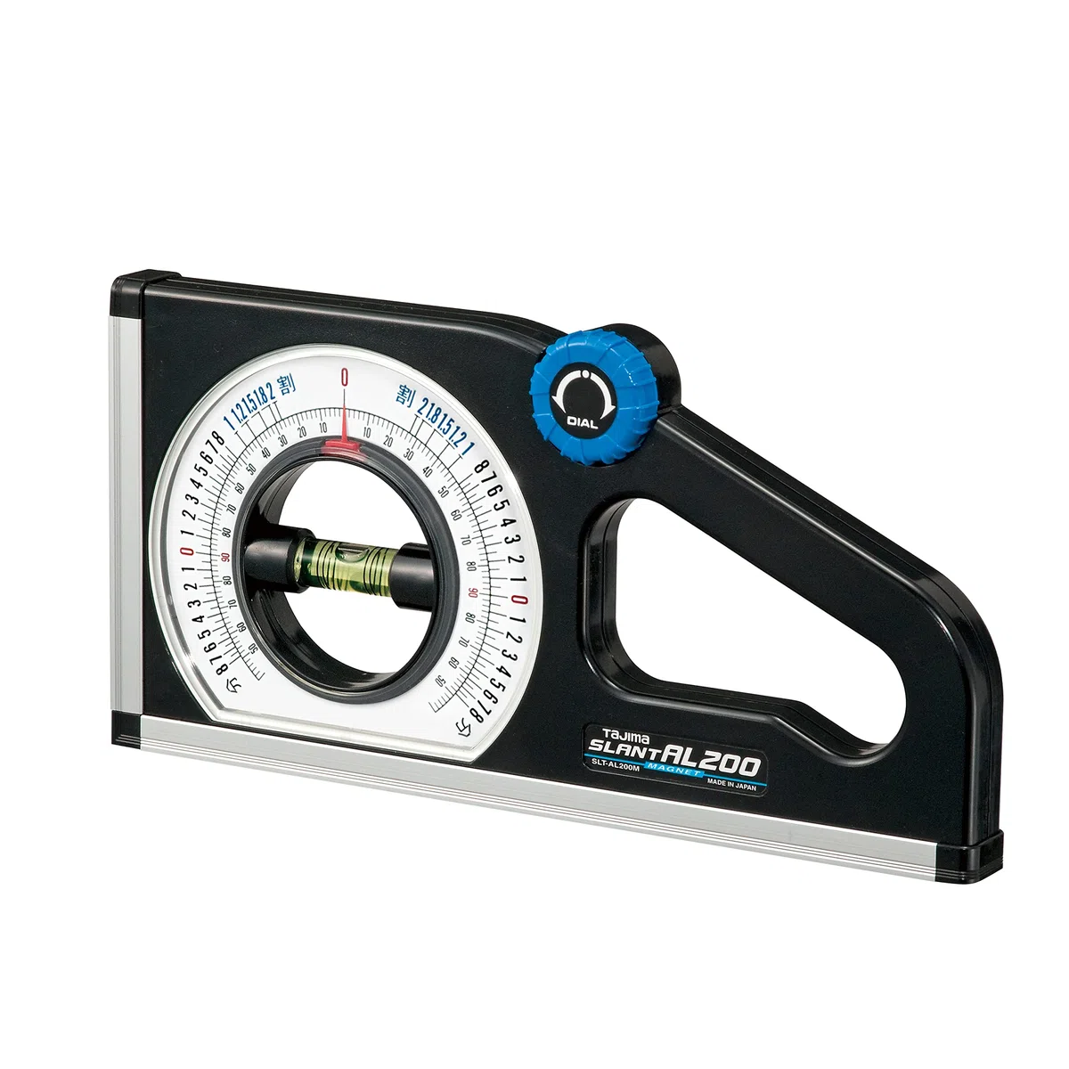 Tajima Winkelmesser/Neigungsmesser (drehbar gelagerter Libelle, Doppelskala für Winkel oder Neigung) – SLT200MY