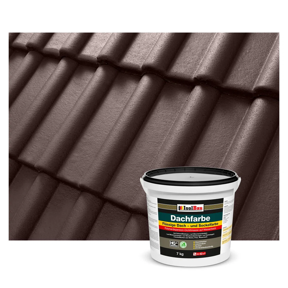 Isolbau Dachfarbe - 7 kg RAL Farbe Fassadenfarbe Nano Dachlack Sockelfarbe auf Wasserbasis - Lösemittelfrei, Wasserdicht, UV-beständig - Braun