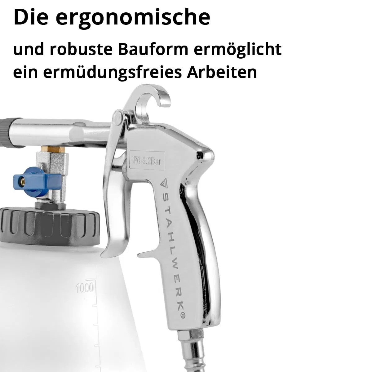 STAHLWERK Druckluft-Reinigungspistole RP-90 ST – Druckluftpistole mit Tornado-Effekt für Auto (KFZ), Werkstatt & Haushalt, mit Zubehör-Set, regulierbares Ventil für Reinigungsmittel (weiß)