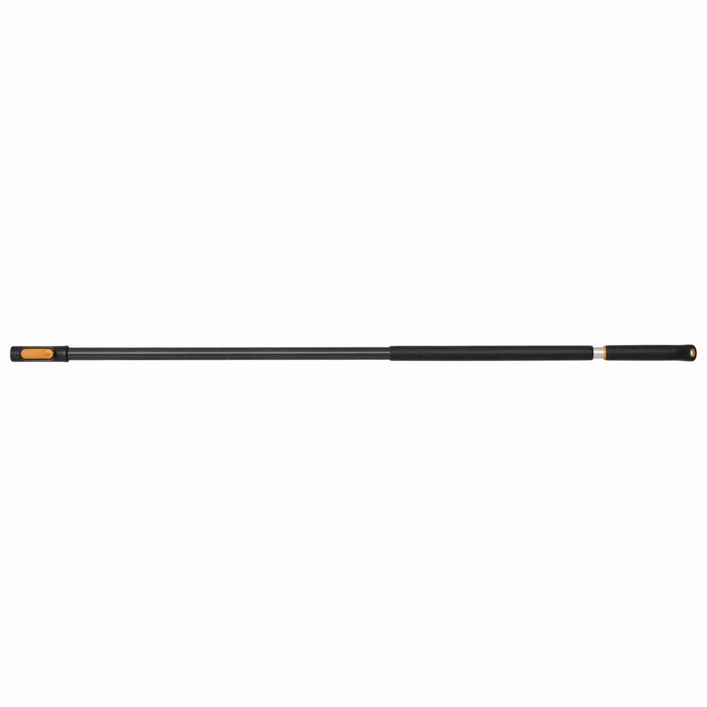 Fiskars OneClick Teleskopstiel M, Ausziehbarer Stiel von 119 bis 179 cm, Müheloses Wechseln mit nur einem klick, QuikFit Adapter separat erhältlich, SoftGrip-Griff, Aluminium, Schwarz/Orange, 1080671