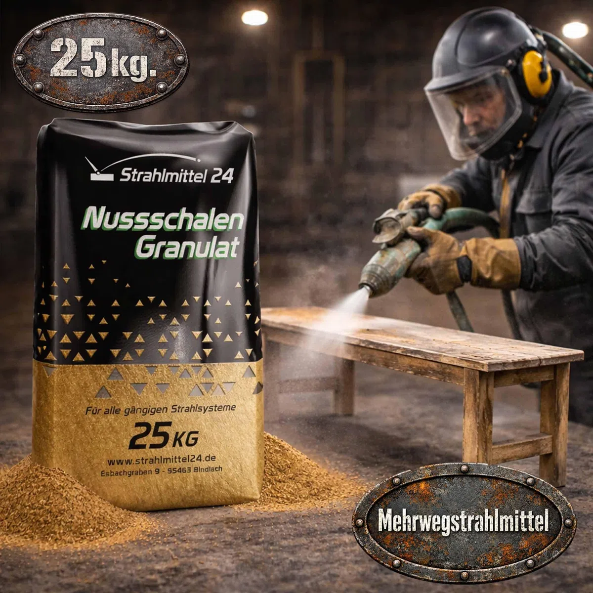 Nussschalen Granulat 25 KG 0,45-0,8 mm