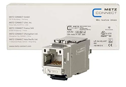 METZ CONNECT Cat 6A Keystone Modul 180° Buchse (12 Stück) 130B21-Z