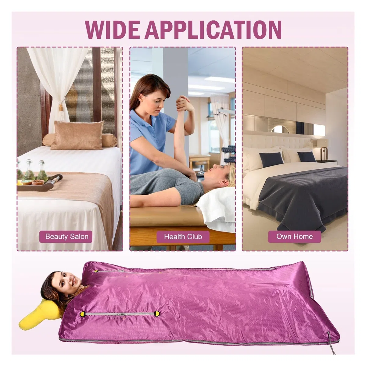 Portable Sauna, Verbesserte Saunadecke, 2 Zonen FIR Digital Oxford Sauna Heizdecke, Gewichtsverlust Body Shaper Detox Therapie Anti-Aging Beauty(Pink)
