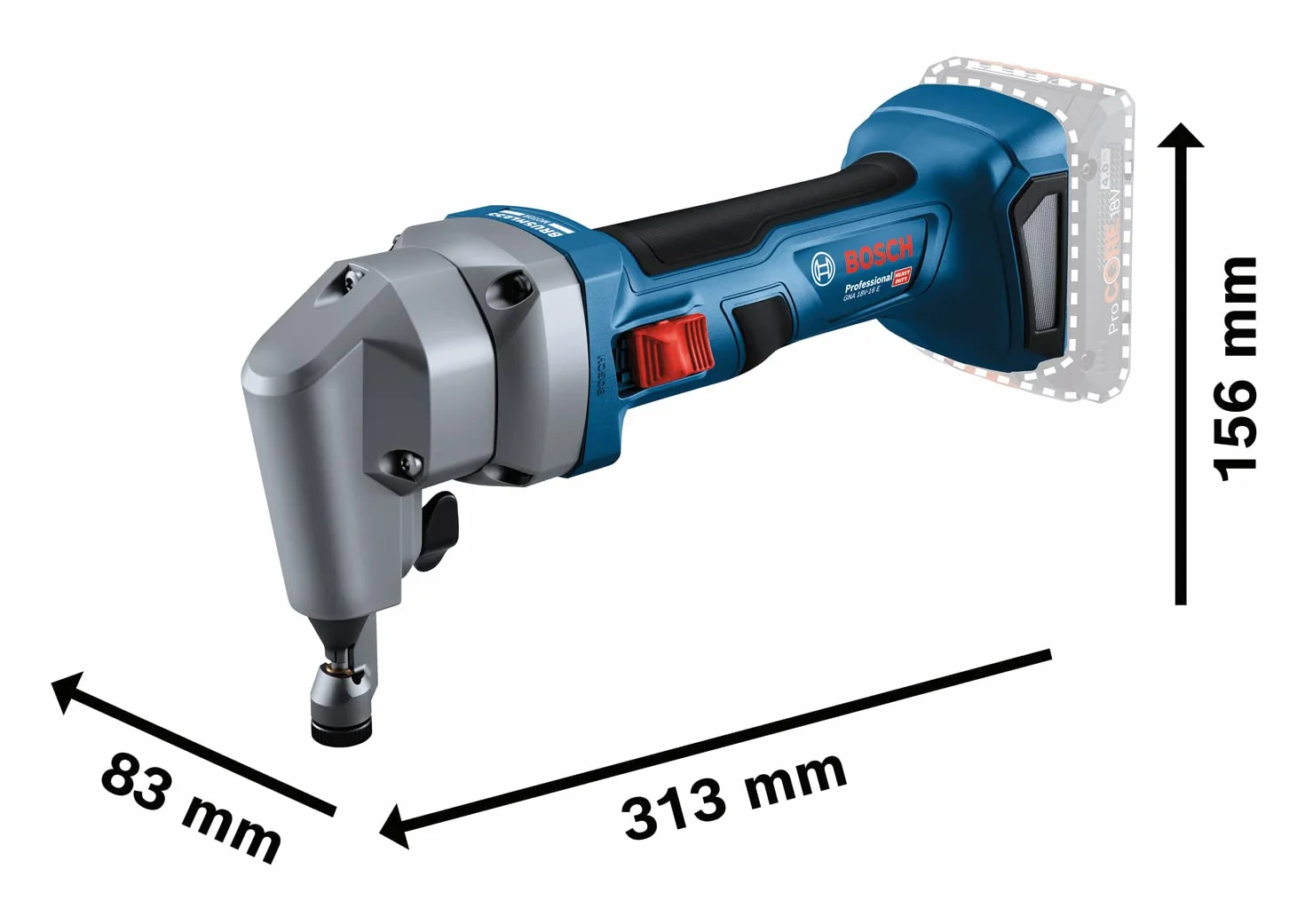 Bosch Professional 18V System Akku Nager GNA 18V-16 E (Leistung 700 W, bürstenlose Motortechnologie, ohne Akku/Ladegerät)